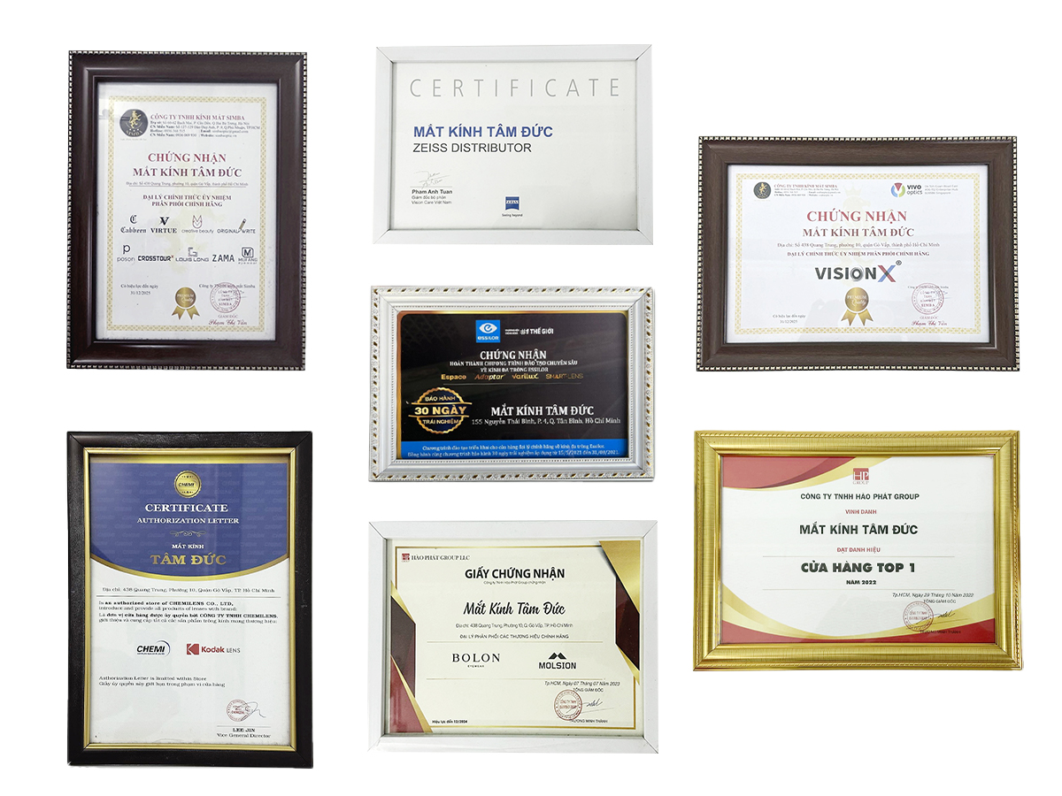 Mắt kính Tâm Đức cam kết sản phẩm chính hãng