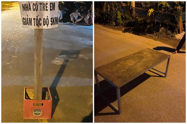Các vật dụng chắn lối đi được các đối tượng dùng để chặn xe, “làm luật”, nhằm ép buộc các doanh nghiệp vận tải phải "trả phí".