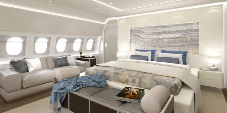 Thiết kế nội thất hiện đại khiến nó trở thành ngôi nhà trên bầu trời. Khách hàng hoàn toàn có thể tùy chỉnh nội thất máy bay theo nhu cầu.