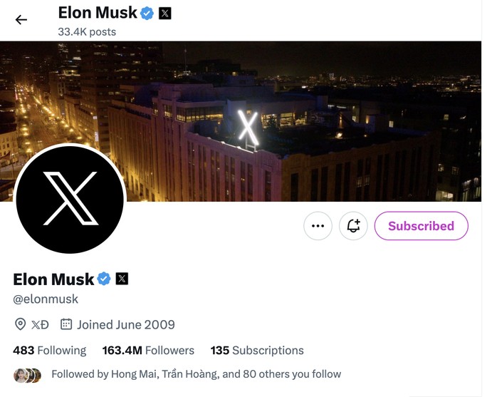 Chi phí để một tài khoản cá nhân được gắn huy hiệu Subscribed và tiếp cận thông tin độc quyền trên trang của tỉ phú Elon Musk là 4 USD/tháng. Ảnh: HOÀI DƯƠNG