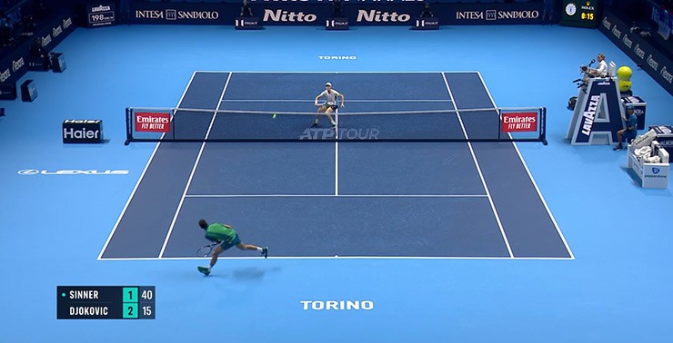 Djokovic lốp bóng khiến Sinner bất lực tại chung kết ATP Finals 2023