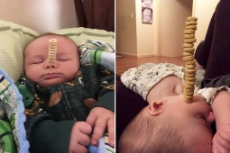 Cười 24H - Trend xếp bánh lên mặt con đáng yêu thế này đây!