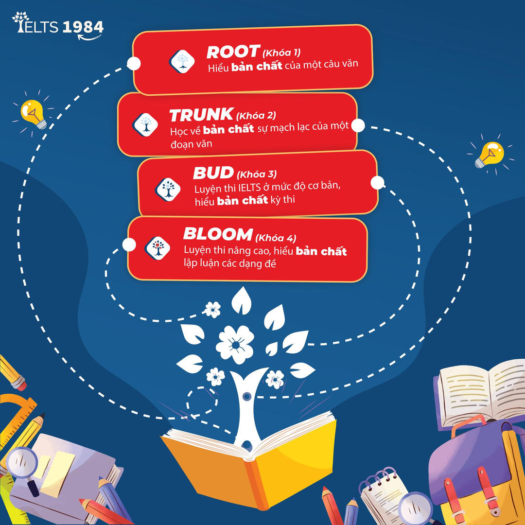  Lộ trình học theo mô hình cây của IELTS 1984 (Nguồn: https://www.facebook.com/IELTS1984Official) 