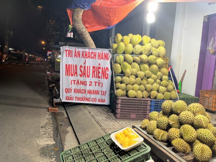 Mua sầu riêng bao ăn, bao múi và được "tặng" 2 tỉ. Ảnh: TÚ UYÊN