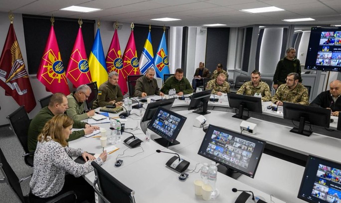 Cuộc họp trực tuyến của "nhóm Ramstein" hôm 22-11. Ảnh: Bộ Quốc phòng Ukraine