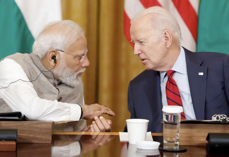 Tổng thống Mỹ Joe Biden gặp Thủ tướng Ấn Độ Narendra Modi ở Nhà Trắng vào ngày 23/6/2023.