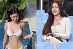 Thời trang - Nhan sắc các nàng WAGs trên khán đài: Bạn gái Văn Lâm cực quyến rũ, sang chảnh