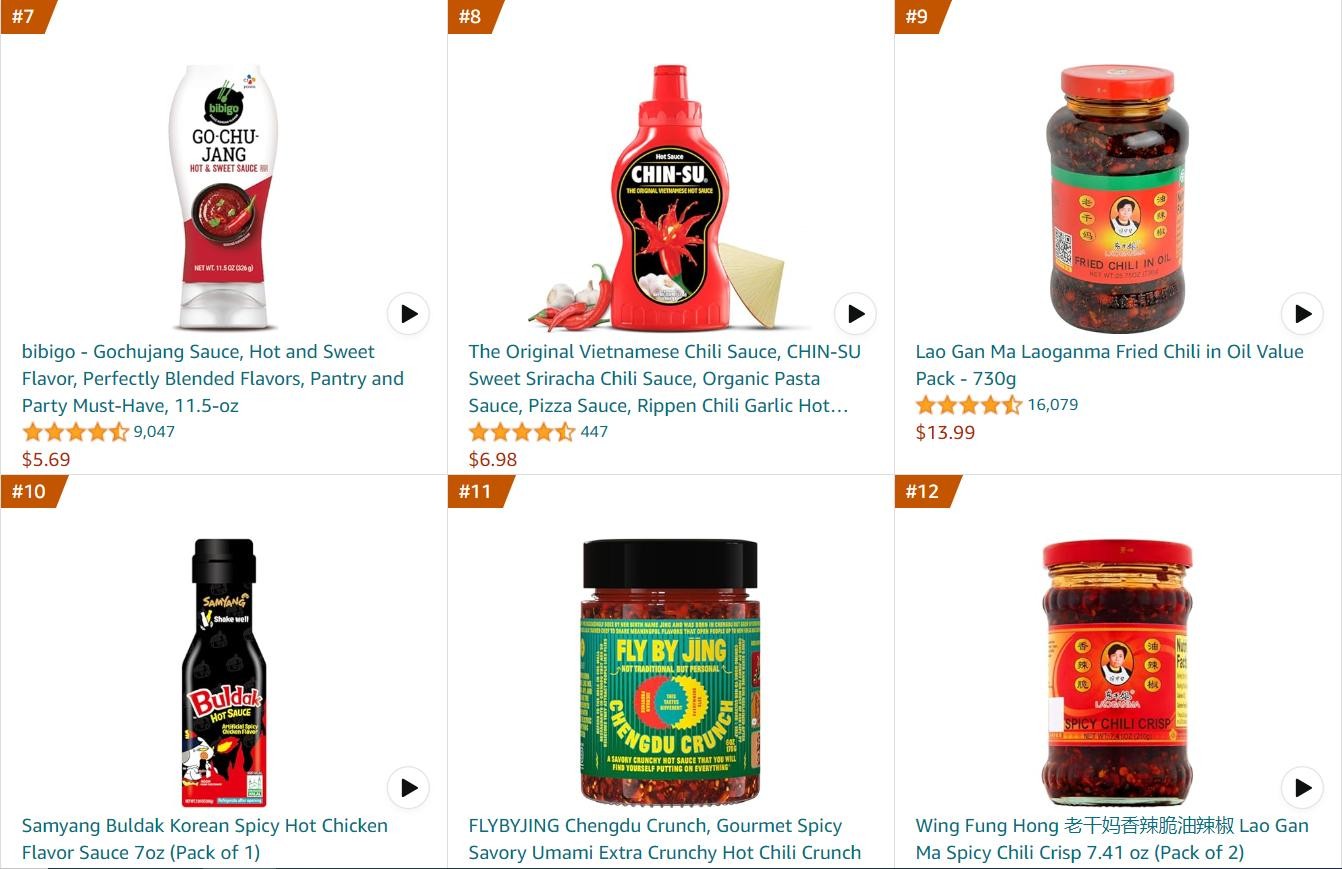 Tương ớt Chin-su lọt top 8 Best Seller trên sàn TMĐT Amazon Mỹ