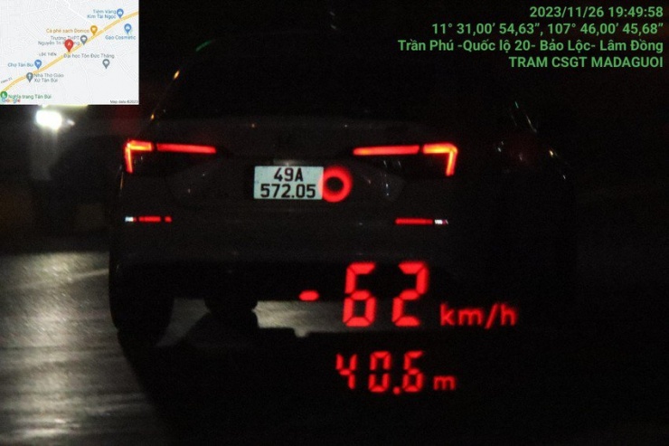 Một trường hợp chạy quá tốc độ. Ảnh: VT