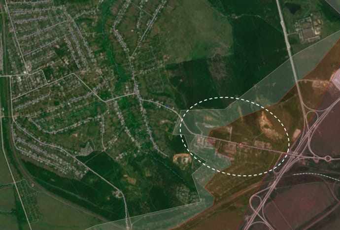 Vùng màu đỏ cho thấy bước tiến mới của quân đội Nga ở Avdiivka hôm 26/11/2023.