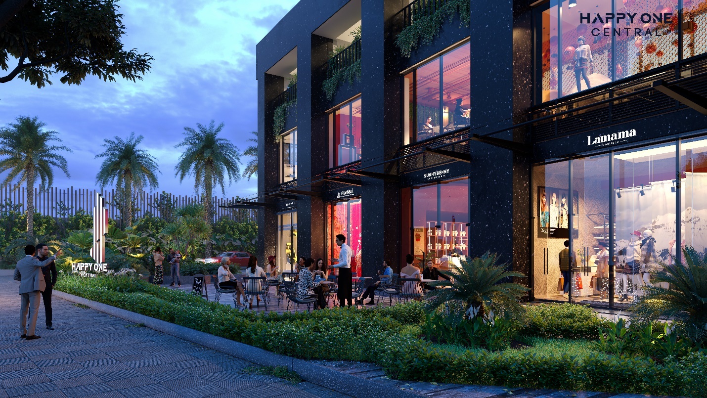 Phối cảnh mới nhất về một góc nhìn tại khu thương mại mặt tiền dự án.