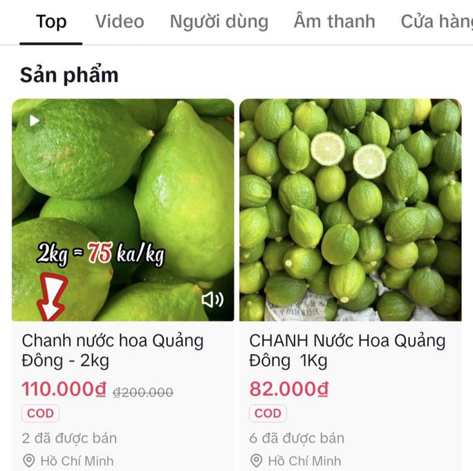 Chanh Quảng Đông là sản phẩm mới, có lượt bán còn ít trên một số gian hàng trên Tiktok Shop