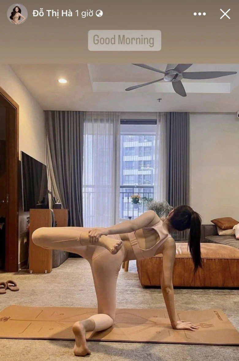 Đỗ Thị Hà chăm chỉ tập gym, yoga.