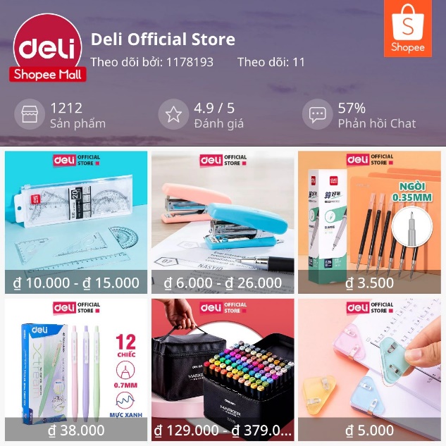 Gian hàng của Deli Việt Nam tại Shopee