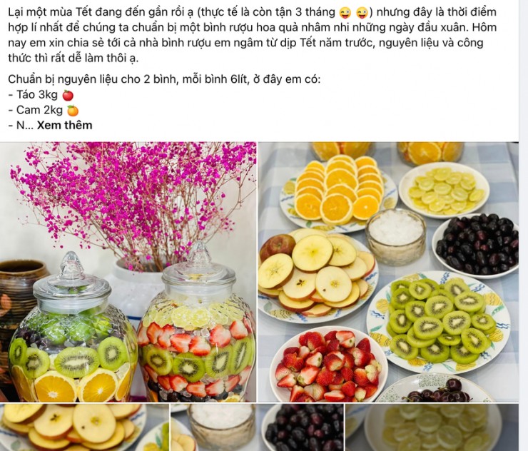 Gần tết rượu hoa quả lại được ưa chuộng. Ảnh chụp màn hình