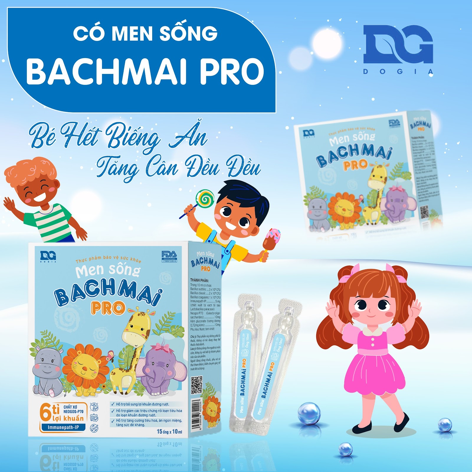 Men sống Bạch Mai Pro “vệ sĩ hệ tiêu hoá” giúp trẻ ăn ngon 