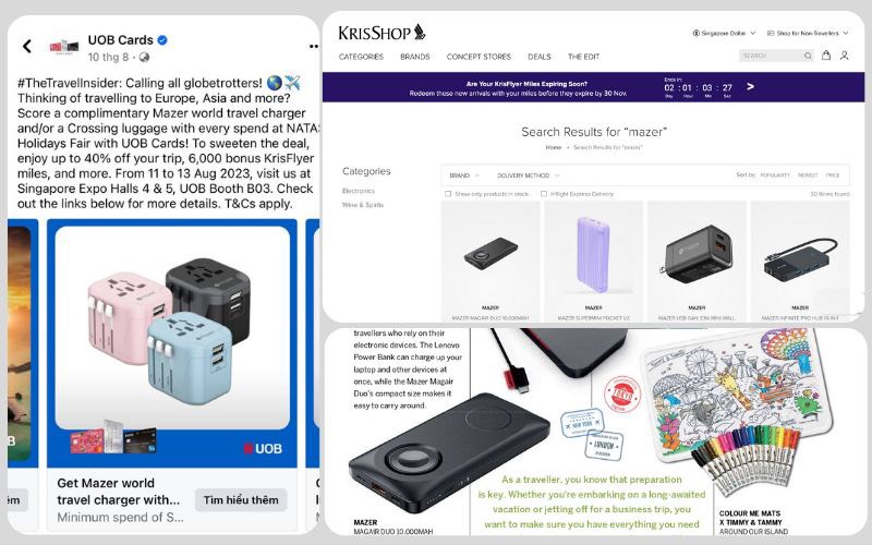 Các sản phẩm của Mazer đã được đưa lên KrisShop - cửa hàng trên các chuyến bay của Singapore Airlines.