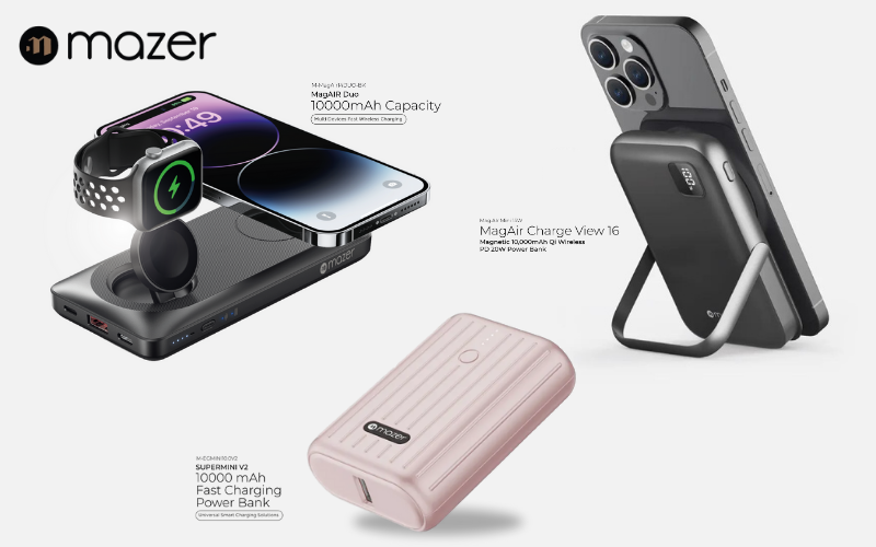 Sạc dự phòng không dây của Mazer có thiết kế thông minh.