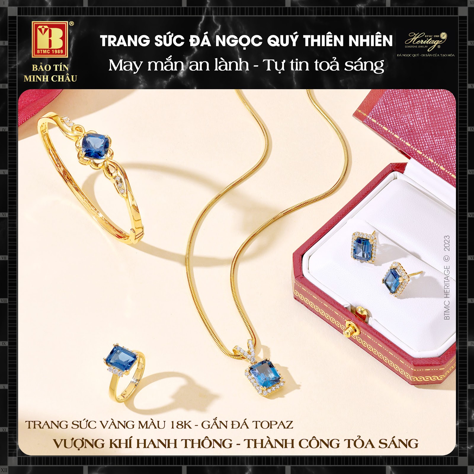 Những tuyệt phẩm vàng, trang sức Topaz xanh an lành, may mắn được yêu thích nhất tháng 12 - 2