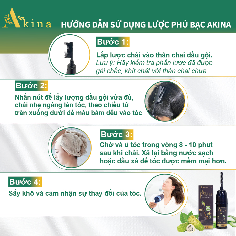 Cách sử dụng lược phủ bạc Akina đúng cách