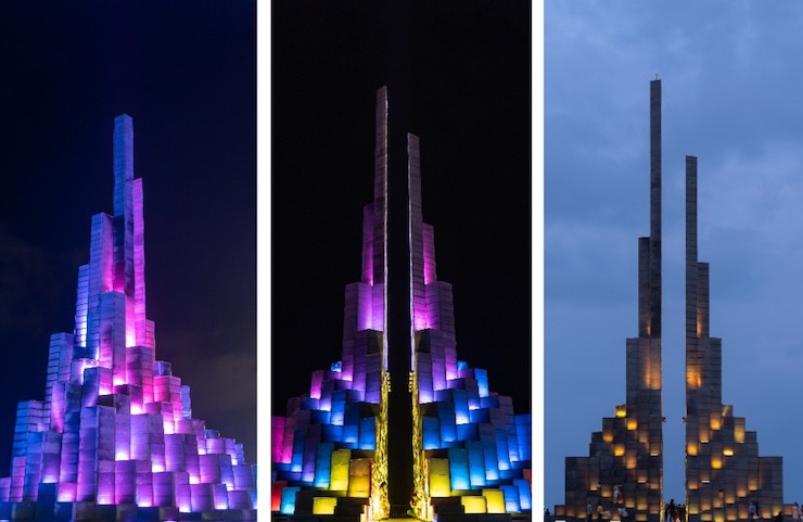 Hiệu ứng ánh sáng mãn nhãn của Tháp Nghinh Phong.