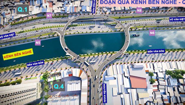 Trong khi đó, hai nhánh N5, N6 kết nối từ cầu Nguyễn Khoái - Trần Đình Xu lên xuống từ đường Võ Văn Kiệt.