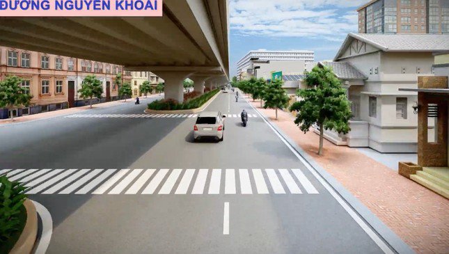 Phối cảnh phần đường Nguyễn Khoái và đường dẫn lên cầu.