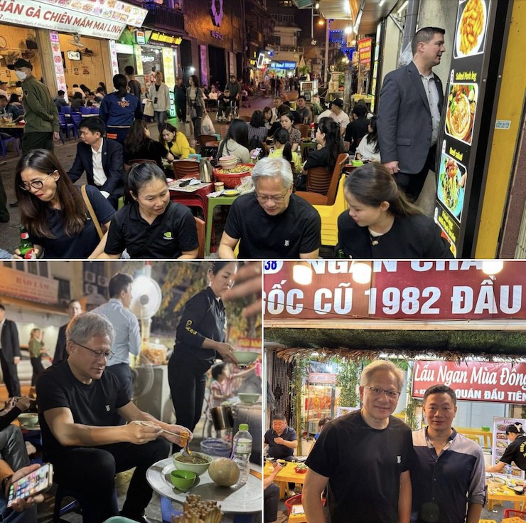 Những hình ảnh ông Huang đi ăn uống vỉa hè tại thủ đô Hà Nội, Việt Nam. (Ảnh chụp màn hình)