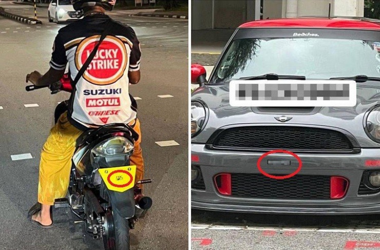 Rộ trào lưu dùng biển số siêu nhỏ trên ô tô và xe máy. Ảnh: Straits Times