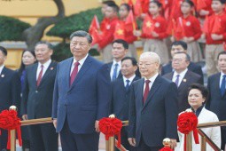 Hình ảnh Tổng Bí thư Nguyễn Phú Trọng chủ trì lễ đón Tổng Bí thư, Chủ tịch Trung Quốc Tập Cận Bình