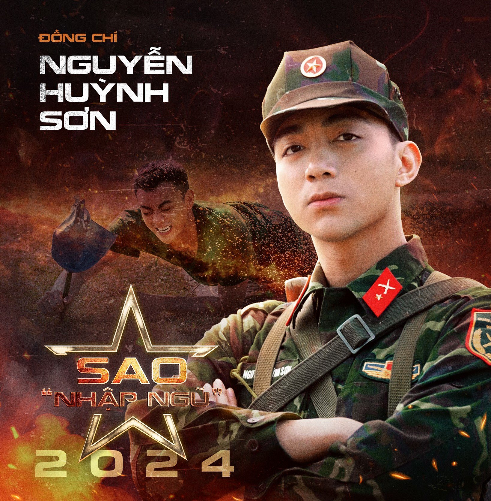 Đồng chí Nguyễn Huỳnh Sơn (nghệ danh: Soobin Hoàng Sơn) trong chương trình "Sao nhập ngũ''.