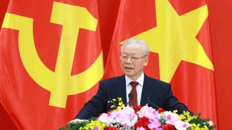 Tổng Bí thư Nguyễn Phú Trọng phát biểu tại buổi gặp gỡ nhân sĩ hữu nghị và thế hệ trẻ Việt Nam-Trung Quốc. Ảnh: TTXVN