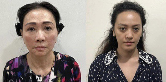 Chủ tịch Tập đoàn Vạn Thịnh Phát Trương Mỹ Lan và cháu gái Trương Huệ Vân khi bị bắt. Ảnh: BCA