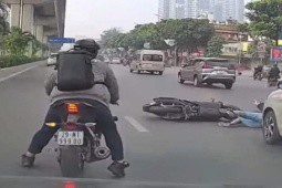 Truy tìm tài xế xe máy tông người phụ nữ ngã ra đường rồi bỏ chạy
