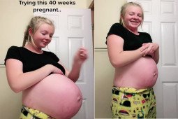 Clip: Bà bầu 40 tuần thu nhỏ bụng “xẹp xuống” gây choáng