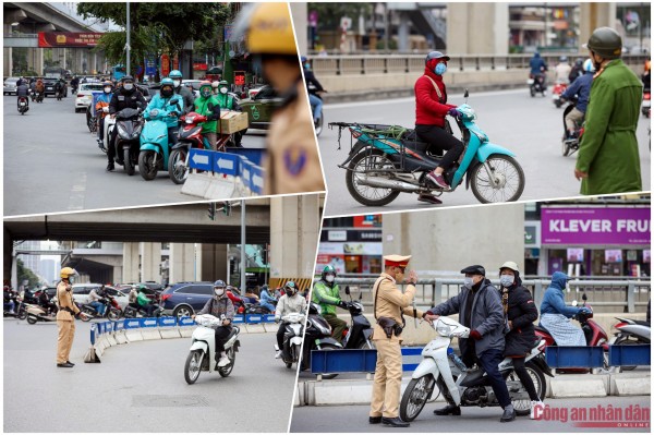 Liên tục từng tốp xe máy tìm cách vi phạm giao thông khiến các chiến sĩ CSGT cũng như Công an phường làm nhiệm vụ tại đây rất vất vả để ngăn chặn.