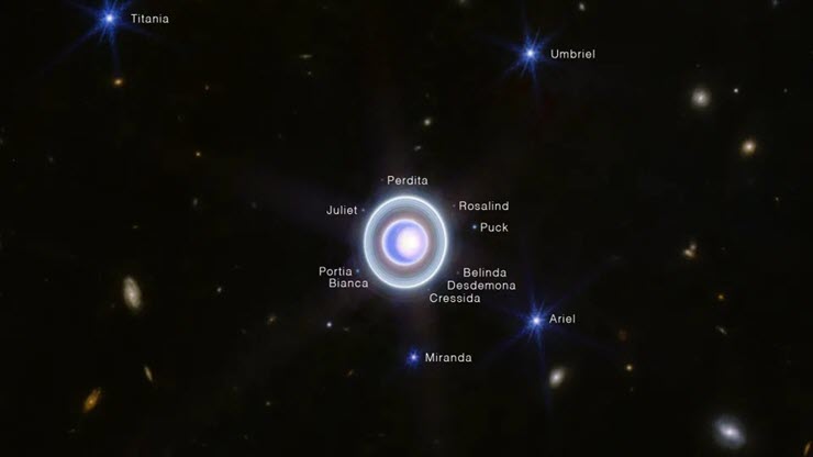 Hình ảnh về sao Thiên Vương mới nhất do kính JWST chụp được.