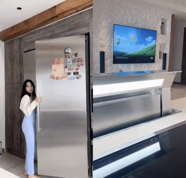 Chiếc tủ lạnh "khổng lồ" trong nhà có giá tới nửa tỷ đồng. Ảnh chụp màn hình