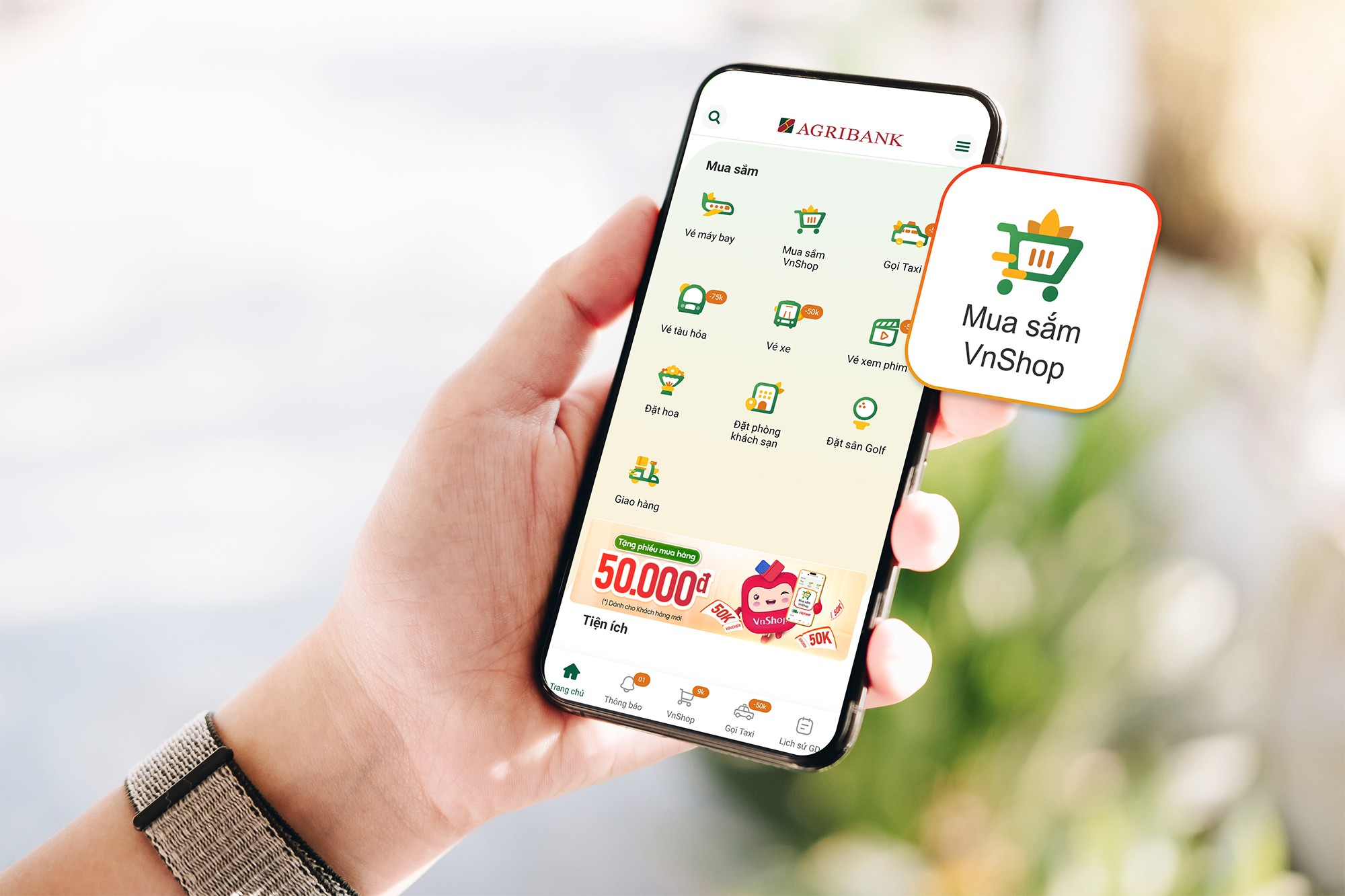 Đa dạng các dịch vụ di chuyển – mua sắm – giải trí trên Agribank E-Mobile Banking