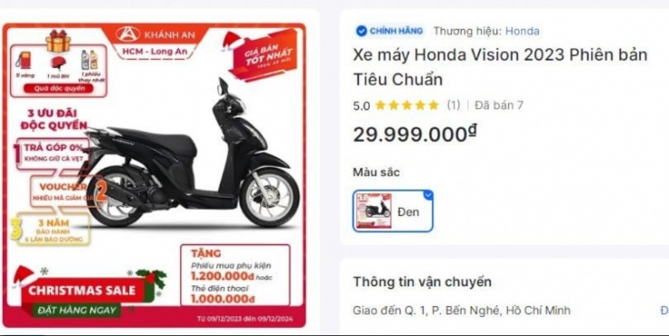 Một đại lý bán Honda Vision với giá 29,999 triệu đồng. (Ảnh chụp từ màn hình)