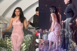 Thời trang - Ninh Dương Lan Ngọc diện "đầm dính da" đi ăn cưới, khoe rõ body thần Vệ Nữ