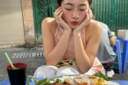 Thời trang - Mặc yếm mỏng: Hoa hậu Cao Bằng đi ăn bún đậu, "mỹ nhân ăn chay" lộ bắp tay