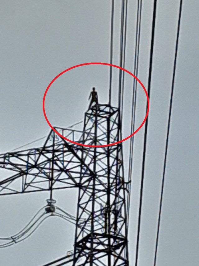 Ông N. leo tới đỉnh của cột điện cao thế 500kV