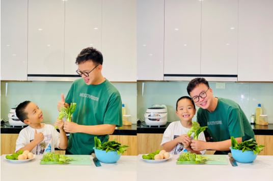 Youtuber Lê Xuân Đức (Bố Con Sâu) thường xuyên vào bếp nấu các món tủ cho con
