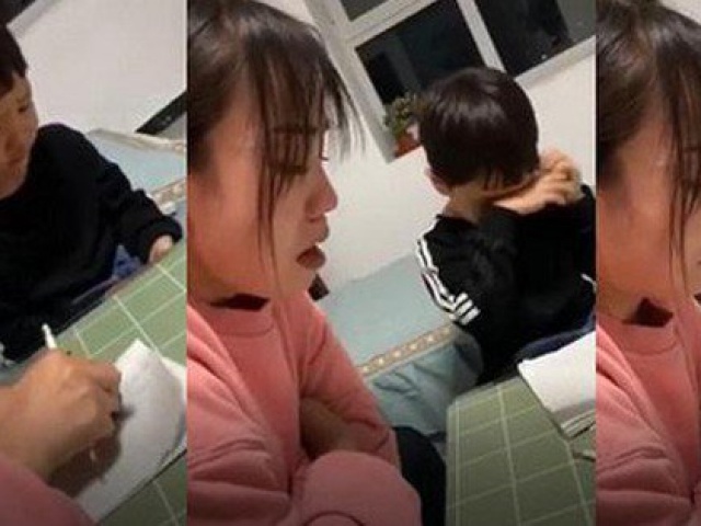 Giáo dục - du học - Bất lực khi dạy con trai viết chữ, mẹ khóc mếu máo khiến con cũng khóc theo