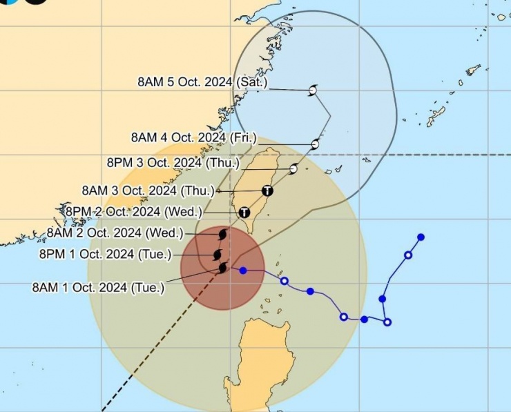 Đường đi dự báo của siêu bão Krathon. Ảnh: PAGASA