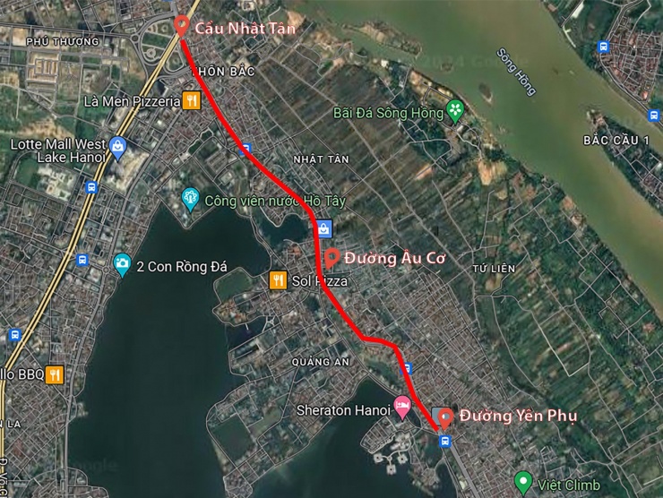 Tuyến đường Âu Cơ - Nghi Tàm. Ảnh: Google Maps