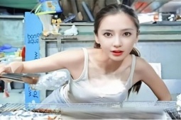 Hậu ly hôn, Angelababy thành "bà chủ" quán nướng ở lề đường, nhan sắc gây bão