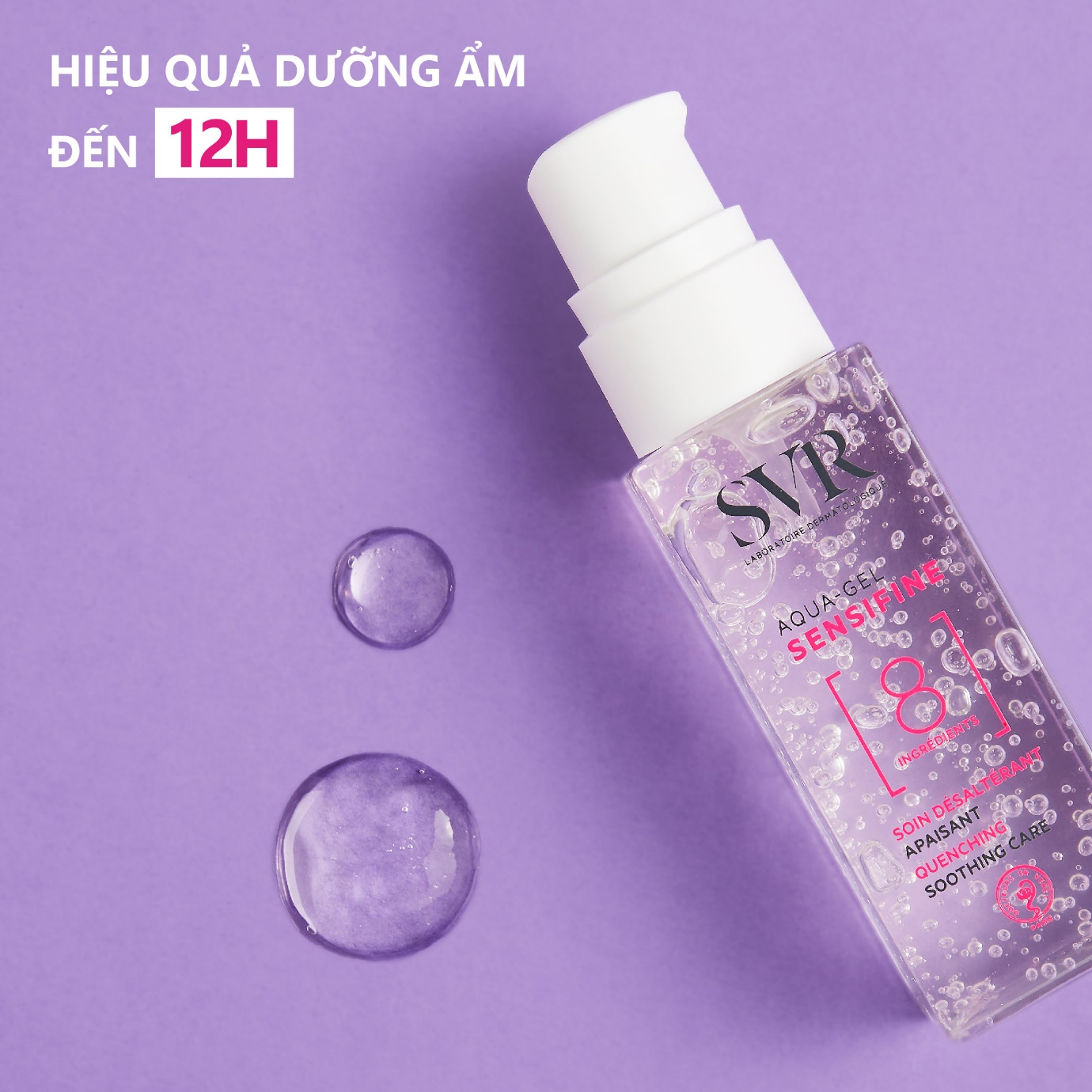 SVR Sensifine Aqua-Gel có kết cấu dạng gel tan trong nước, làm dịu da tức thì