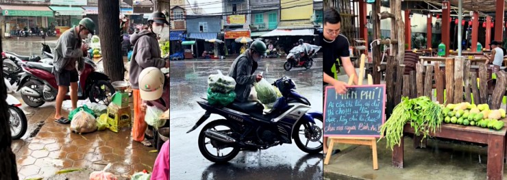 Sau này, thấy rau trong vườn không đủ để tặng người cần, anh bỏ tiền túi đến chợ mua, bổ sung vào sạp rau 0 đồng của mình. Ảnh: Cắt từ clip